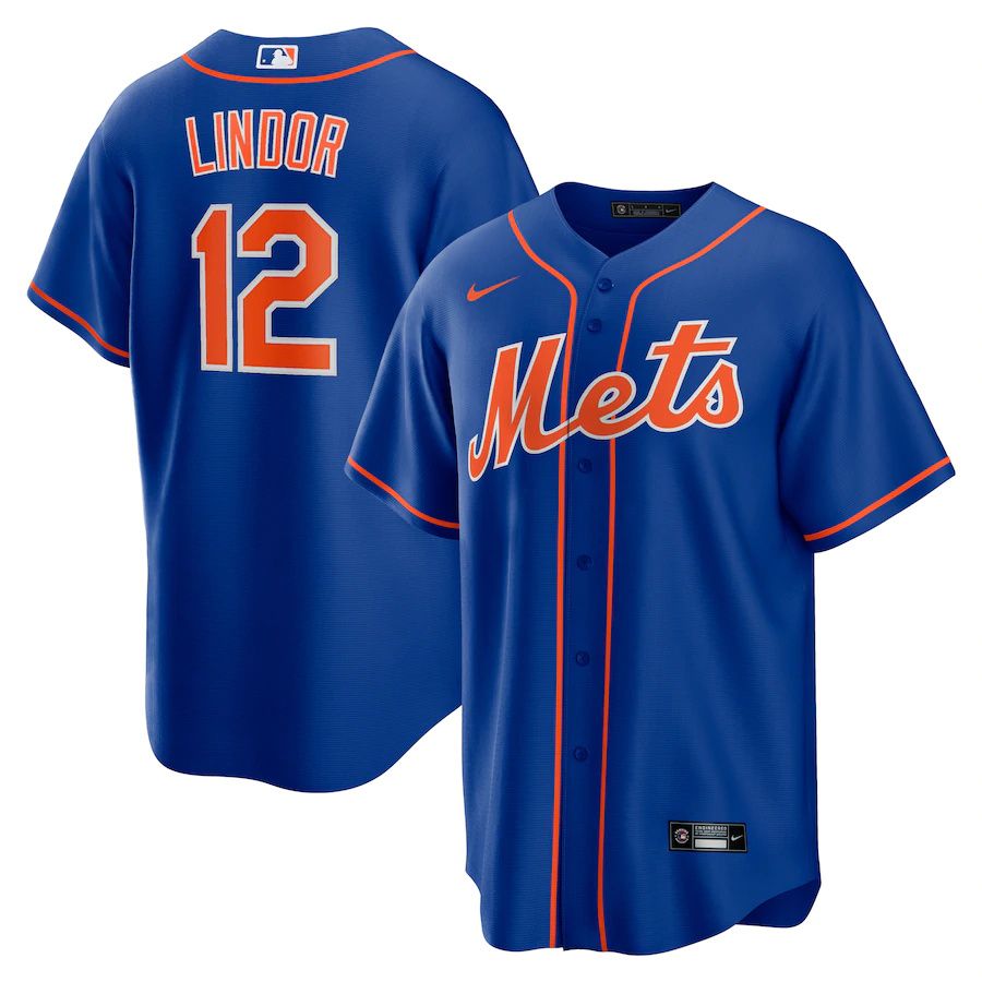 Mens New York Mets #12 Francisco Lindor Nike Royal Alternate Replica Player MLB Jerseys